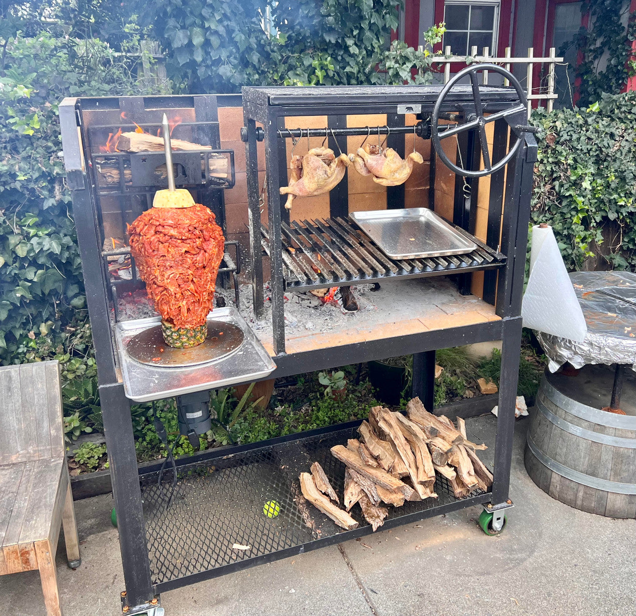 Portable Brick-Lined Hearth: Commercial Argentine Grill Meets Al Pastor Trumpo Grill