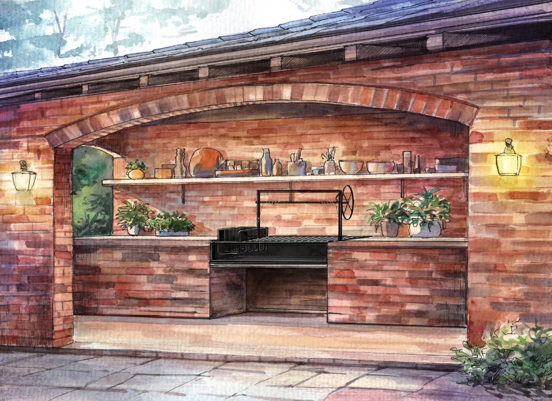 1080 Argentine Drop-In Grill with a Steel Firebox and a Side Brasero - Heritage Backyard Inc.