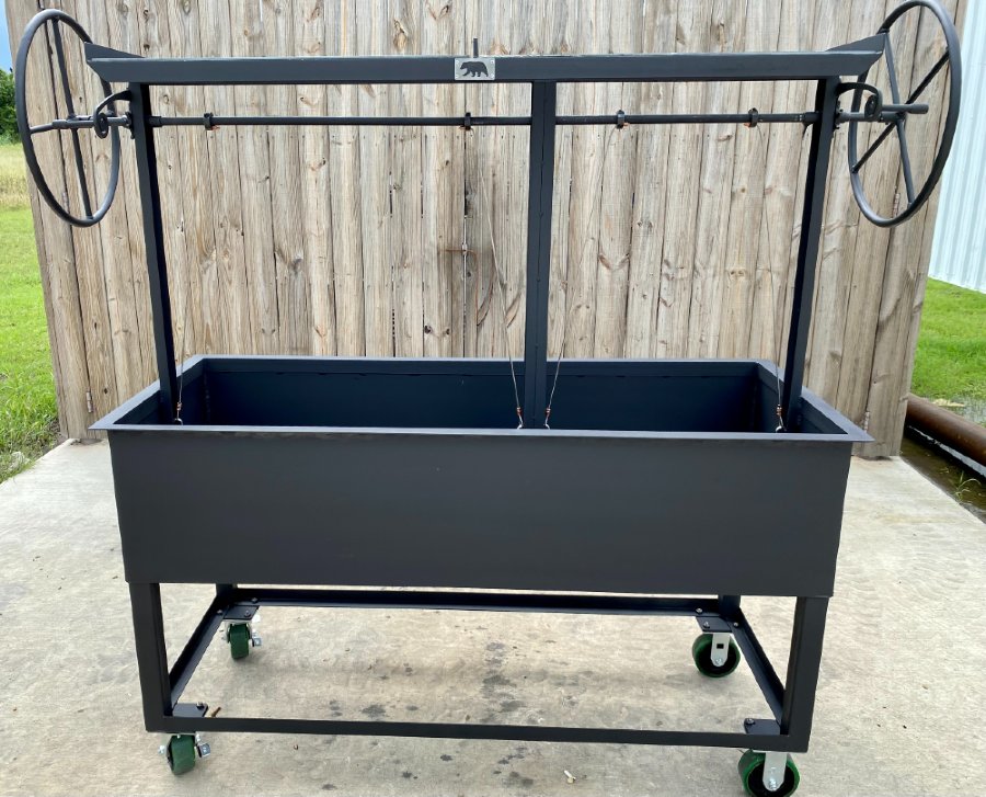 Portable Split Santa Maria BBQ Grill with Castered Legs - Residential or NSF Commercial - with upper Warming Rack