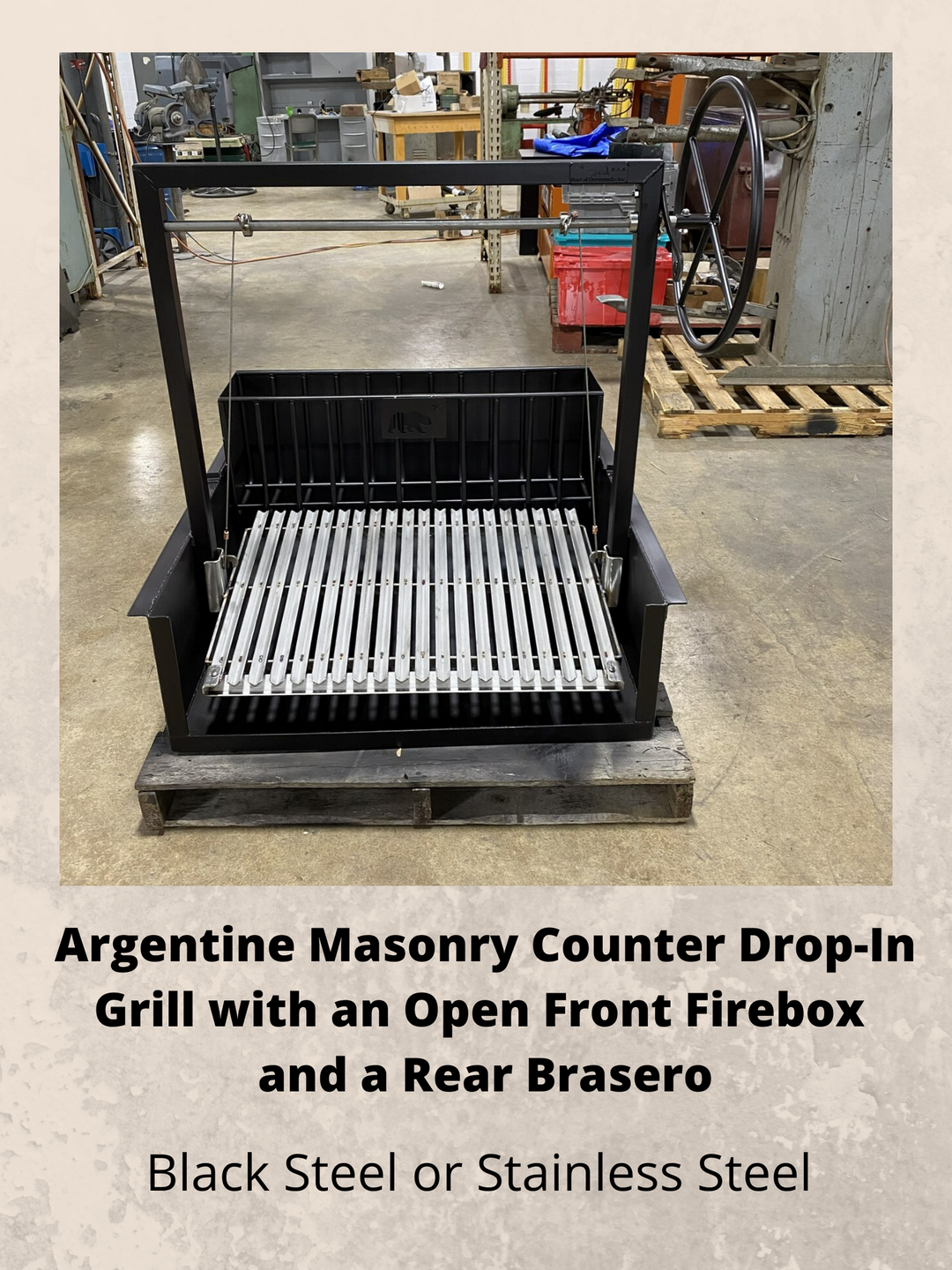 Argentine Built-in Grill with Steel Firebox and Rear Brasero - Heritage Backyard Inc.