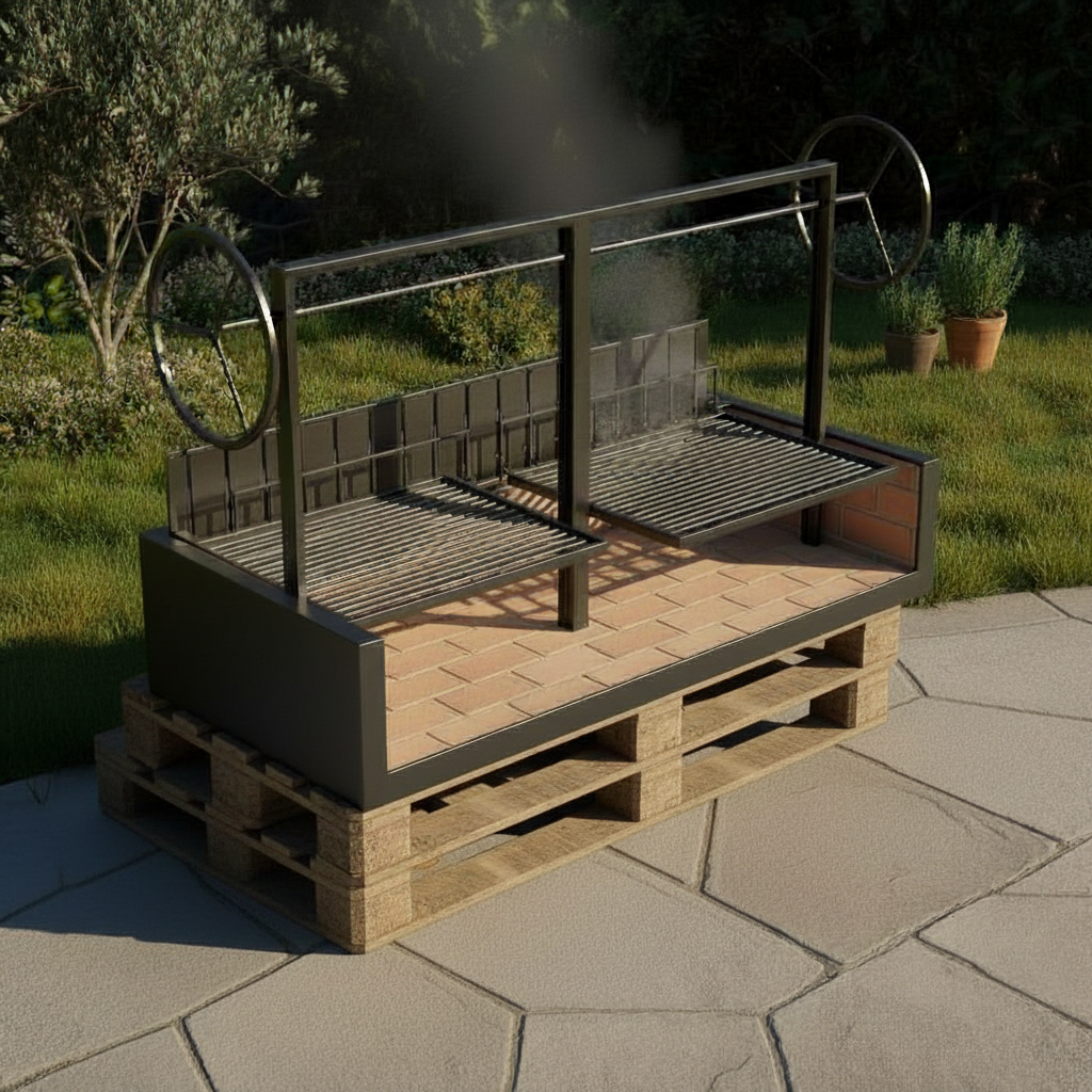 Built-In Split Argentine Grill with Ember Maker & Steel Firebox | Dual Adjustable Grates