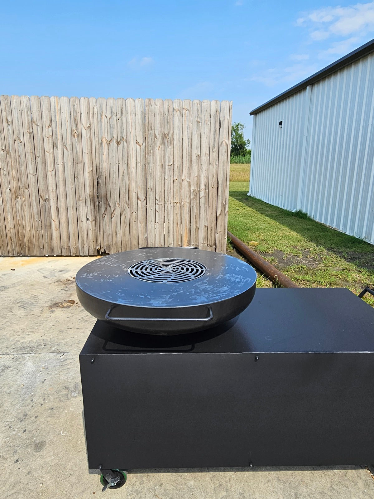 BBQ Fire Pit with Wood Storage Cabinet