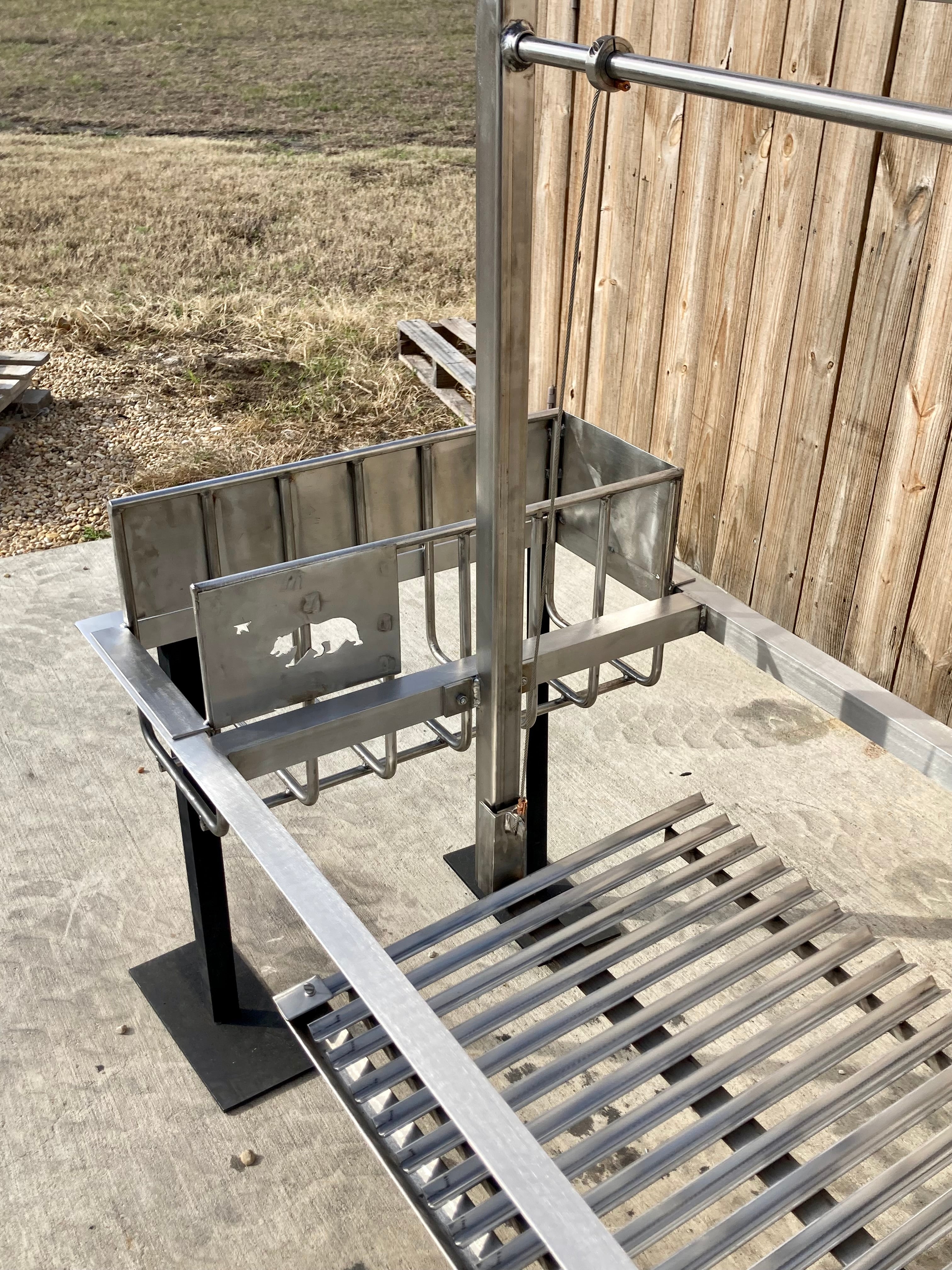 Argentine BBQ Grill Kit with Side Brasero & 4-Sided Flange for Masonry Firebox | Model #1047