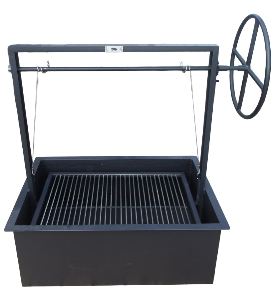 Built-In Santa Maria BBQ Grill with adjustable height grate, Wood & Charcoal Burning Grill