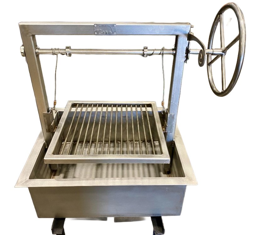 Stainless Santa Maria Grill with Adjustable Round Rod Grate and Deep Firebox