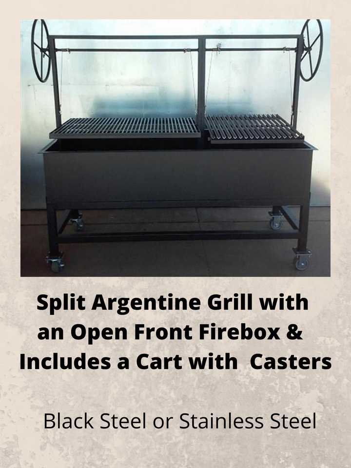 4426 - Commercial Split Argentine Grill with Casters - Heritage Backyard