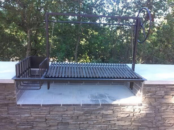 Argentine Architectural Grill with Side Brasero and Flange - Heritage Backyard Inc.