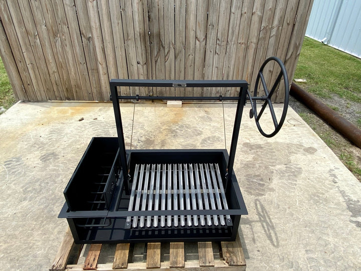 Argentine Built-In Grill with a Steel Firebox and a Side Brasero - Heritage Backyard Inc.