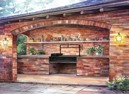 1080 Argentine Drop-In Grill with a Steel Firebox and a Side Brasero - Heritage Backyard Inc. 