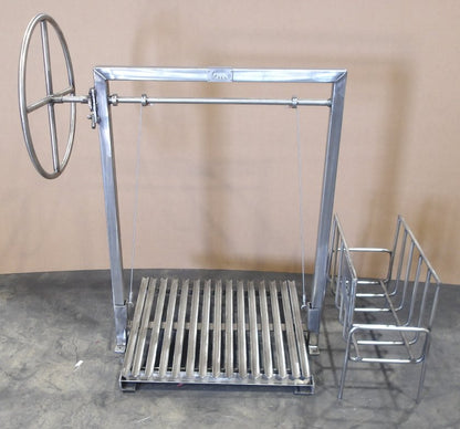 Wood or Charcoal Argentine BBQ Grill Kit showing right-side brasero and left-side wheel configuration