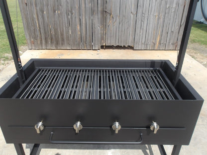 241128 Portable Hybrid Santa Maria Grill with Casters. All-in-one Charcoal, Gas, Wood BBQ Grill