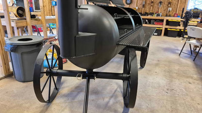 side view of the 250 gallon offset wood fired smoker