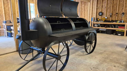 Custom-built 250 Gallon wood fired offset BBQ smoker designed for catering and restaurants