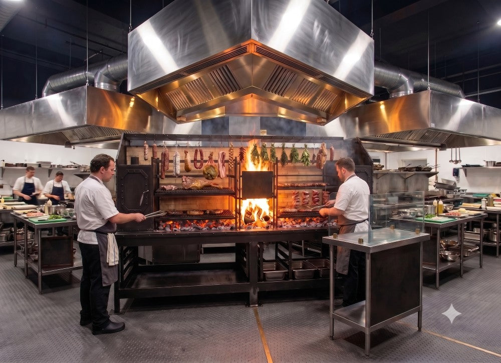 #4566 Commercial Fire Table Grill with Robata & Smoker