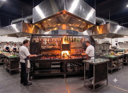 #4566 Commercial Fire Table Grill with Robata & Smoker