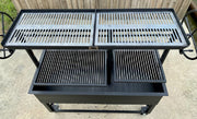 Portable Split Santa Maria BBQ Grill with Castered Legs - Residential or NSF Commercial - with upper Warming Rack