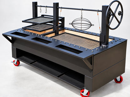 #4770 insulated commercial split charbroiler with front work shelf and lower storage