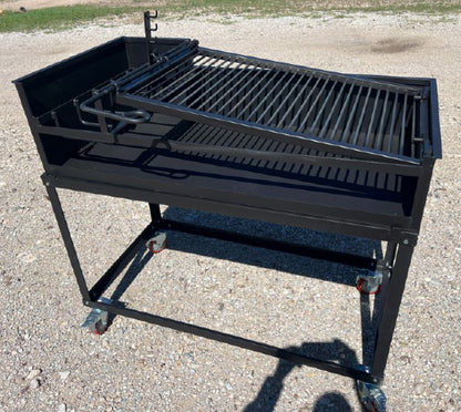 Portable Uruguayan Wood and Charcoal BBQ Grill with a Side Ember Maker