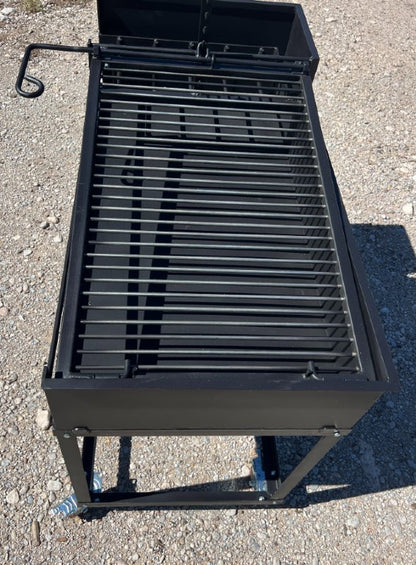 Portable Uruguayan Wood and Charcoal BBQ Grill with a Side Ember Maker