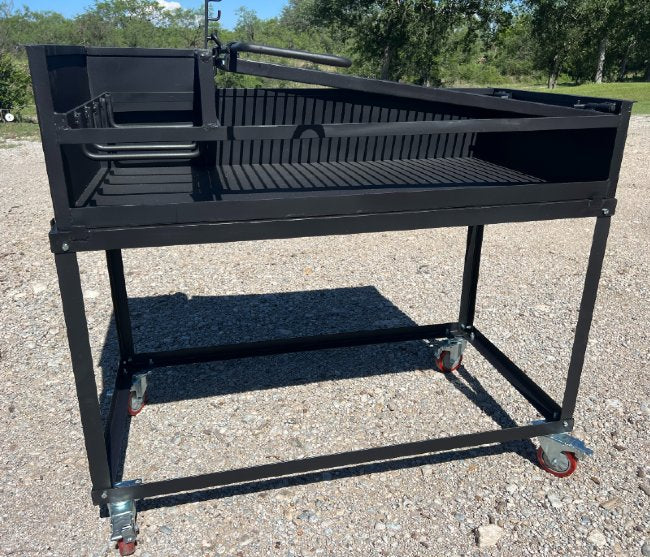 Portable Uruguayan Wood and Charcoal BBQ Grill with a Side Ember Maker