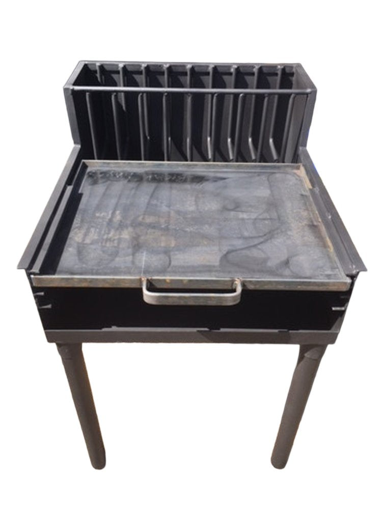 Made in USA Armado grill with round rod grate and brasero for wood-fired  or charcoal outdoor cooking