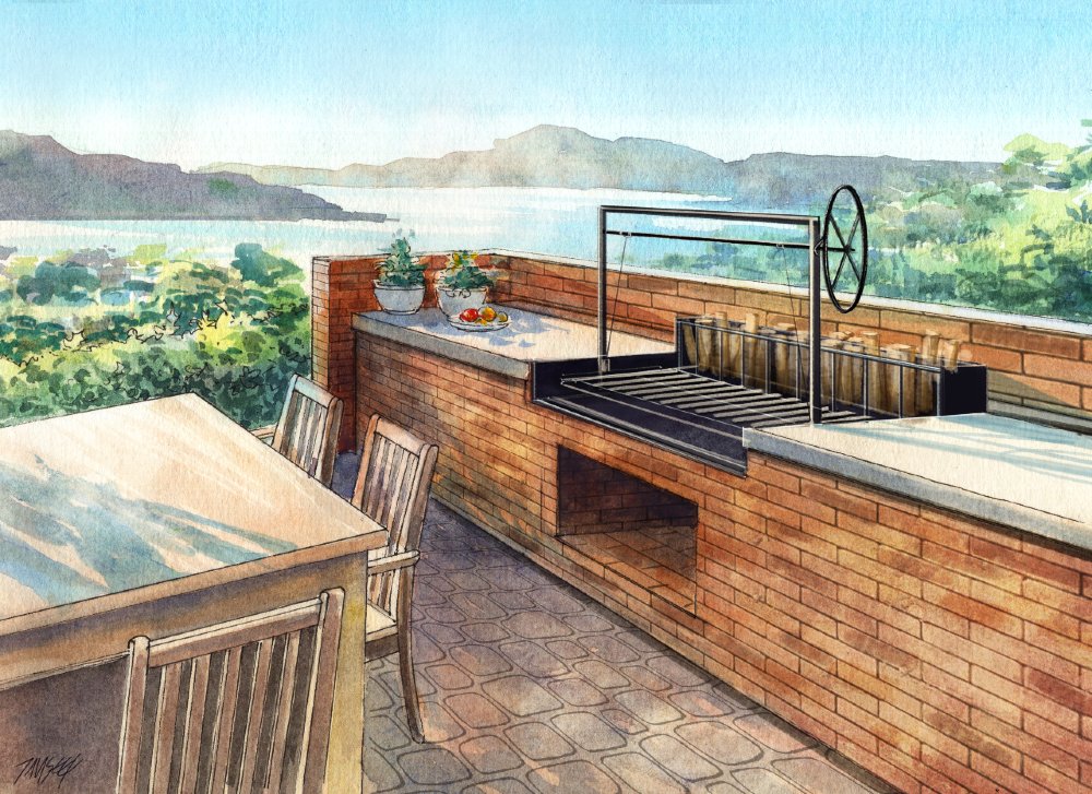 Argentine Built-In Argentine BBQ Grill with Rear Brasero