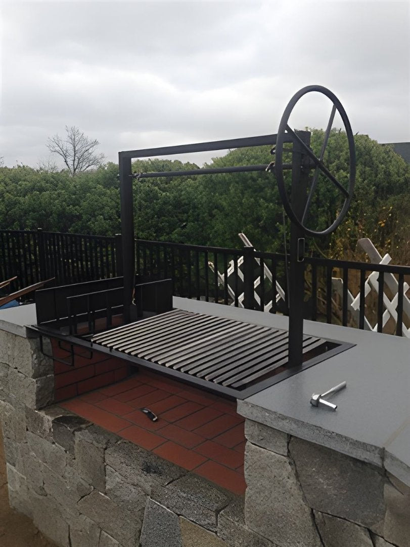 Argentine Architectural Grill with Side Brasero and Flange - Heritage Backyard