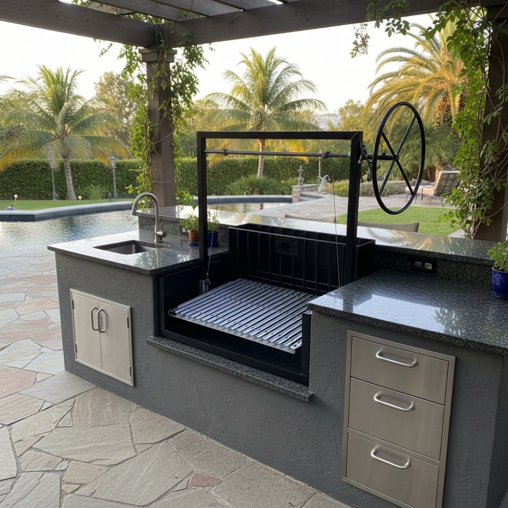 Built-In BBQ Grill with Rear Ember Maker in an outdoor Kitchen setting