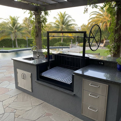Built-In BBQ Grill with Rear Ember Maker in an outdoor Kitchen setting