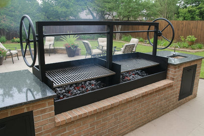 Split Argentine Built-In Grill with a Steel Firebox 