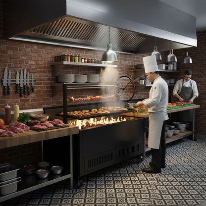 NSF Certified Commercial Charbroiler Grill with Ceramic Plates & Cast Iron Grates