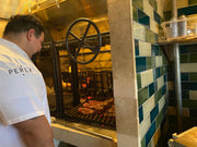 COMMERCIAL Argentine Architectural Grill with Front Facing Wheels - Heritage Backyard
