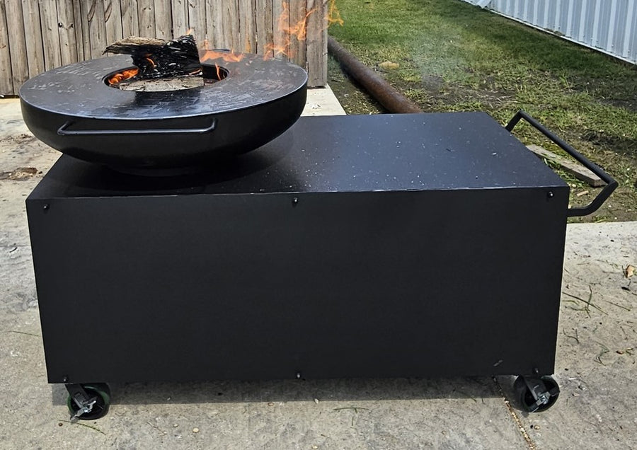 Solid Fuel Burning Flat top Grill with Cart - Heritage Backyard