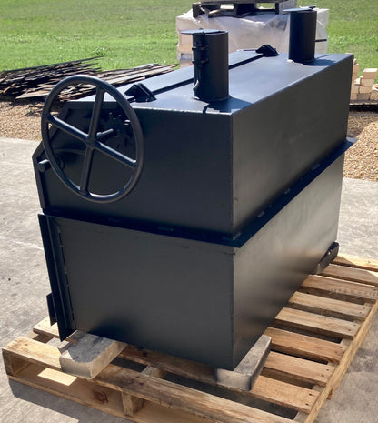 built-in solid fuel outdoor grill with smokestack lid - Heritage Backyard