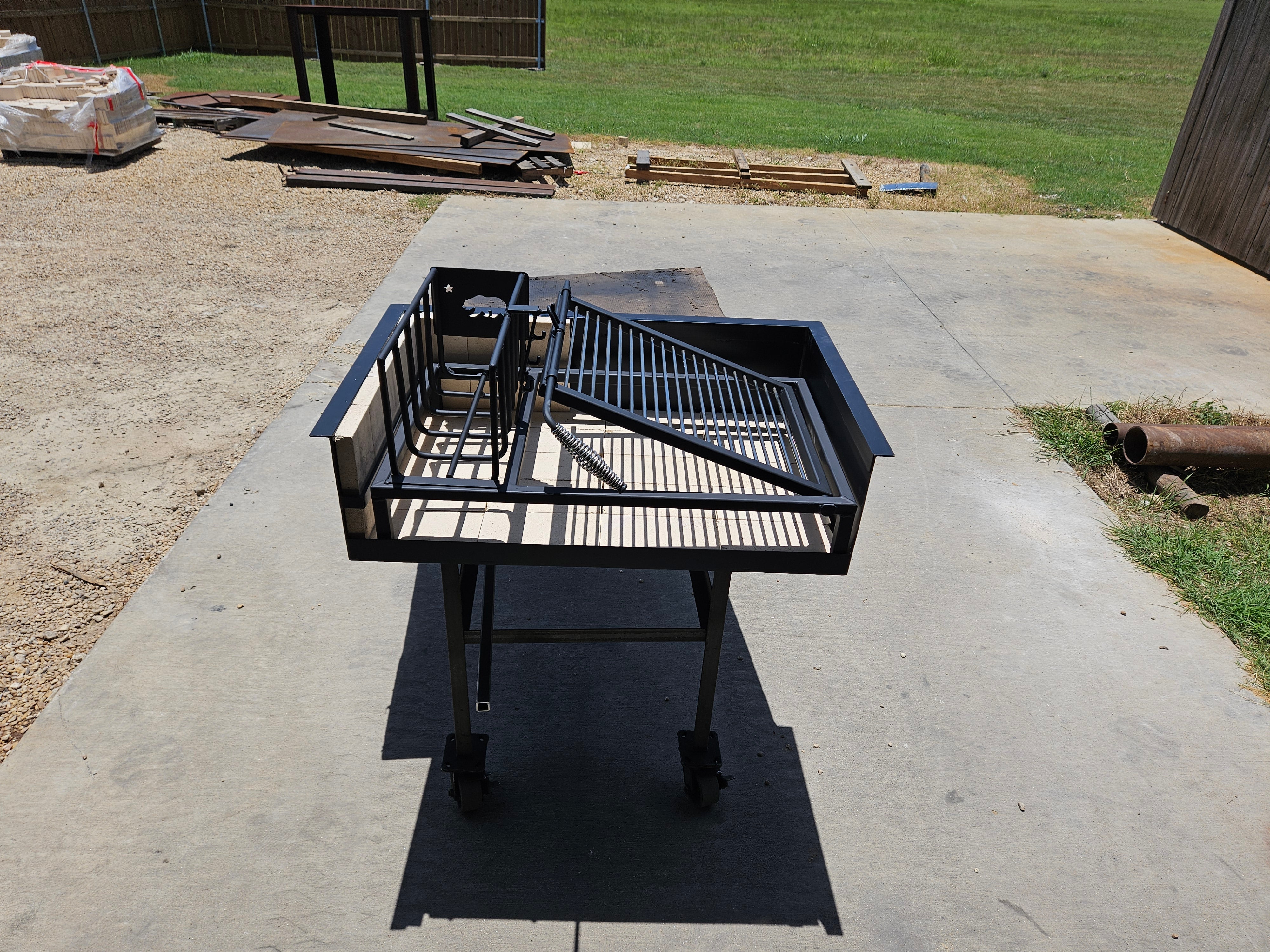 Built-in Uruguayan Grill with Side Brasero and Steel Firebox - Heritage Backyard