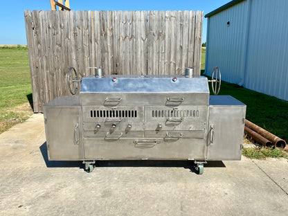 042224 Split Stainless Steel Hybrid Grill  with Lid and Three Storage Areas