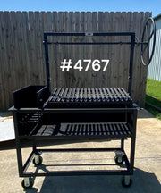 Portable Wood Fire and Charcoal  Argentine Grill with Ember Making Side Brasero and Adjustable Height Grill Grate