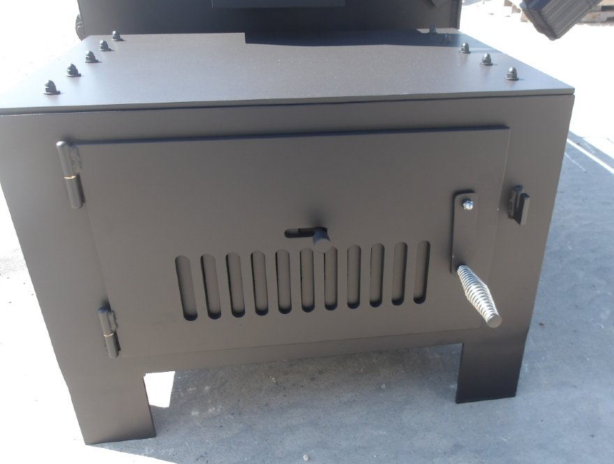View of the firebox for the Commercial Wood fire Offset Smoker
