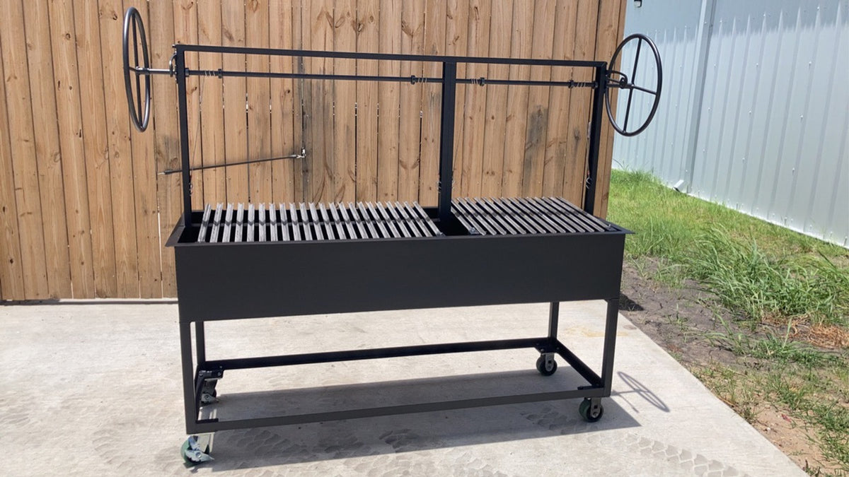 Argentine Wood Burning Split BBQ Grills with heavy duty casters ...