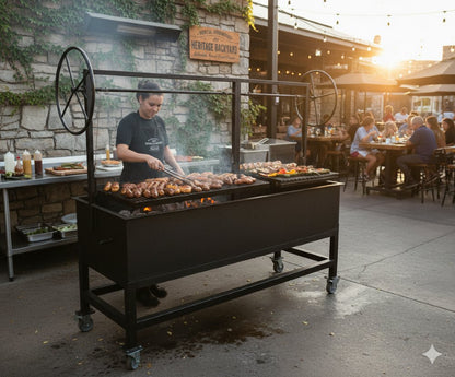 Argentine Wood Burning BBQ Grills with a Cart โ Heritage Backyard