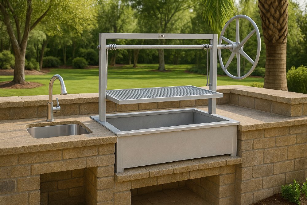Stainless Steel Santa Maria Drop-In Wood Fire BBQ Grill for Outdoor Kitchen
