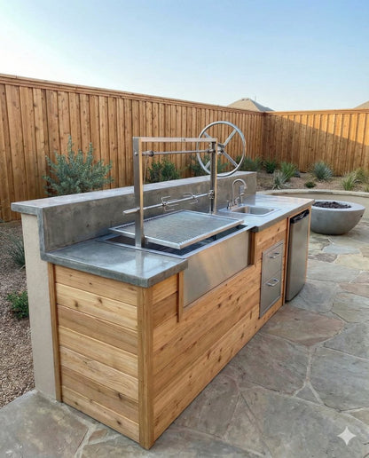 All-Stainless Santa Maria Drop-In BBQ Grill with Built-In Firebox – Model #4732-SS – heavy-duty stainless construction for masonry outdoor kitchens