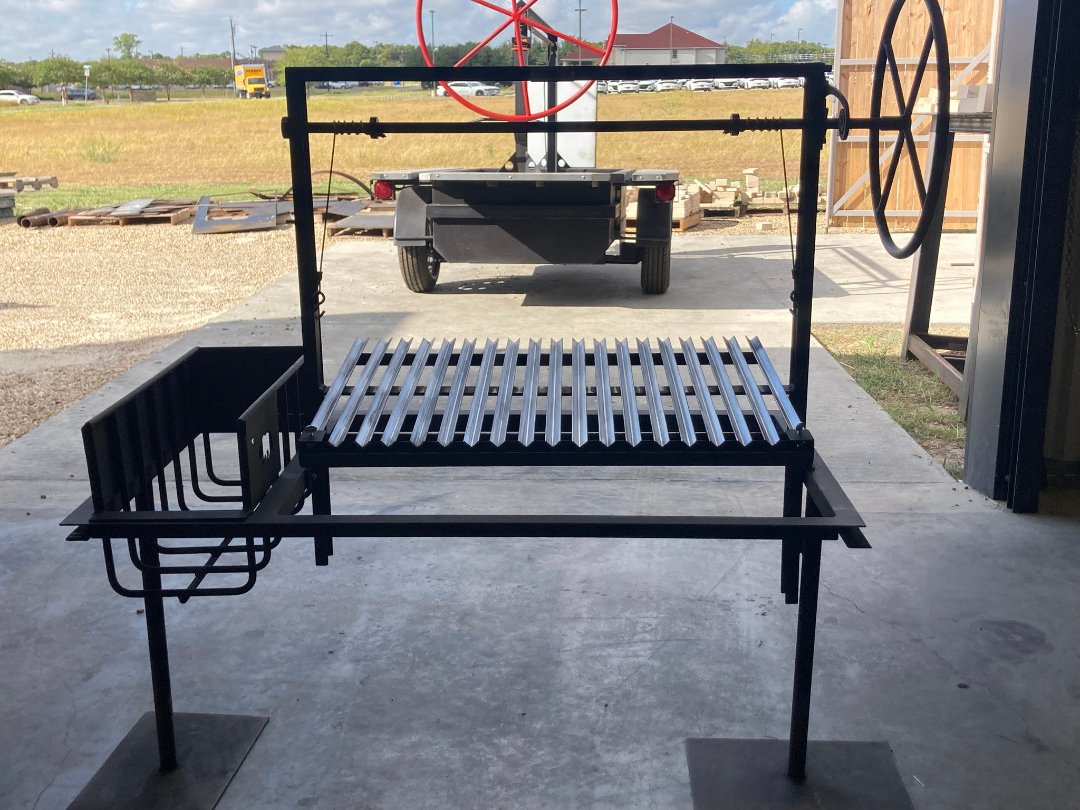 Argentine Architectural Grill with Side Brasero and Flange - Heritage Backyard