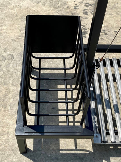 Top view of the 12 x 24 side brasero on Heritage Backyard Model 1066 stilt grill kit