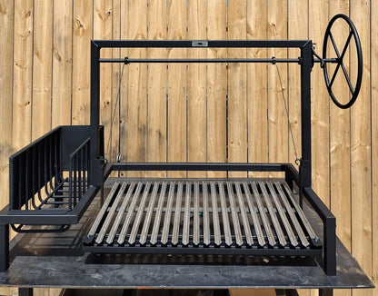 Straight front view of Heritage Backyard Model 1066 stilt grill kit for masonry fire tables and fireboxes