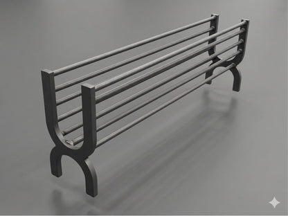 heavy-duty 36 inch brasero ember maker side angle showing elevated rod design and airflow structure