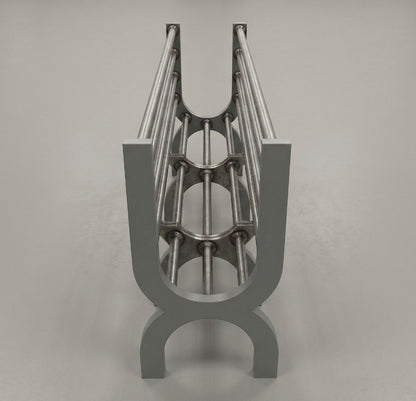 top view of 36 inch brasero ember maker showing internal rod layout for efficient wood to ember conversion