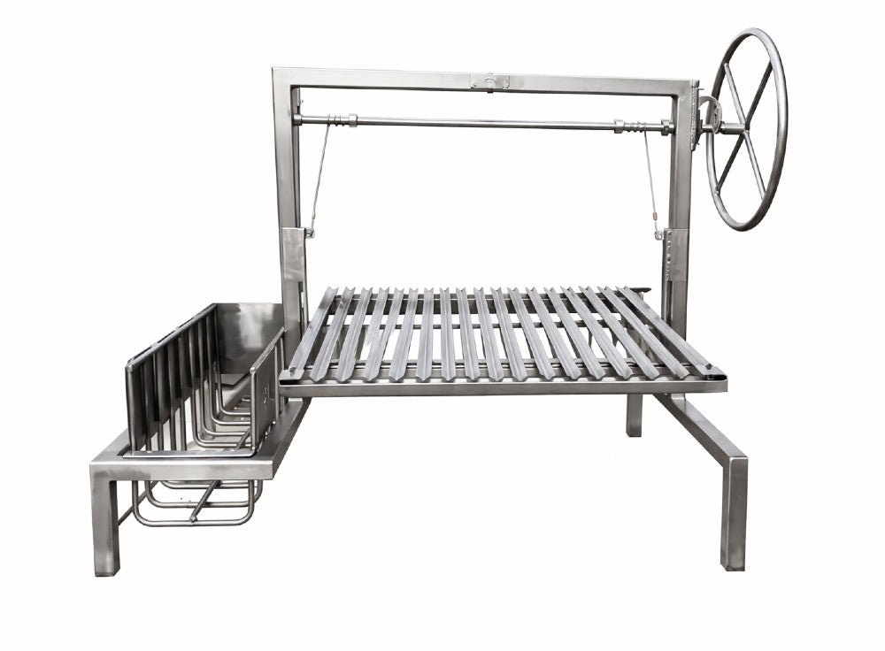 Stainless Steel Stilt Grill Kit with Side Brasero and Adjustable Grate – Model #4493