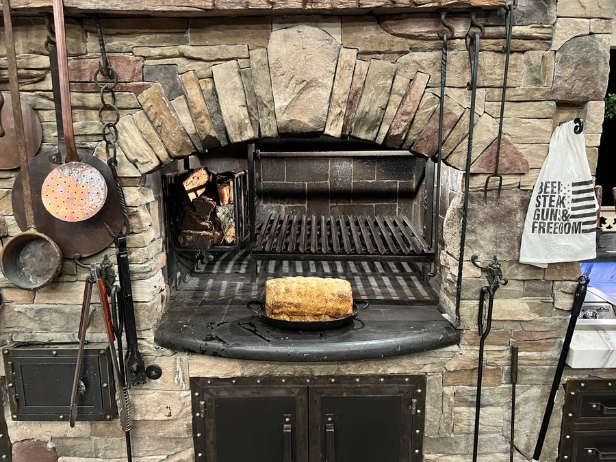 Architectural Argentine Grill for a Fireplace - Heritage Backyard