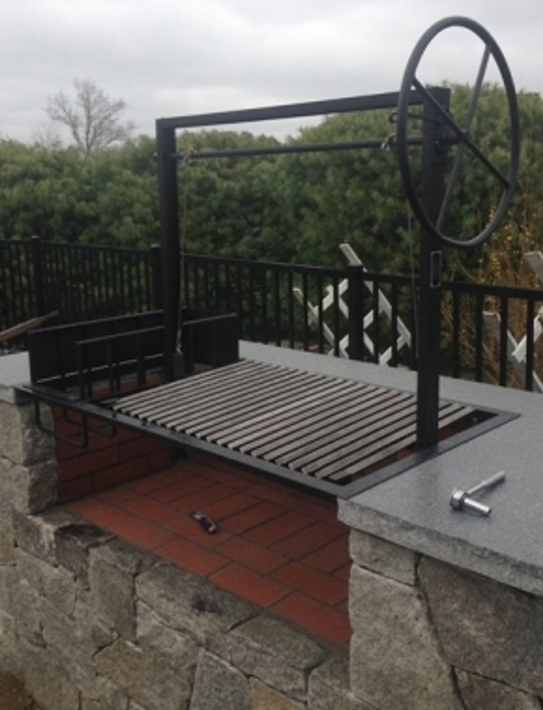 Argentine Architectural Grill with Side Brasero and Flange - Heritage Backyard